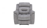 Grey Velvet Upholstered 1 Seater Manual Recliner Lounge Armchair