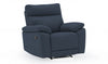 Blue Leather Match 1 Seater Recliner Wooden Frame