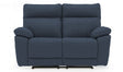 Blue Leather 2 Seater Electric Reclining Sofa