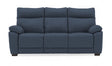 Blue Leather 3 Seater Upholstered Sofa