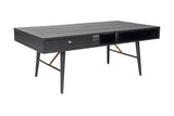 Black Oak Melamine Coffee Table with Metal Legs