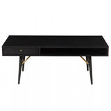 Black Oak Melamine Coffee Table with Metal Legs