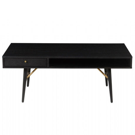 Black Oak Melamine Coffee Table with Metal Legs