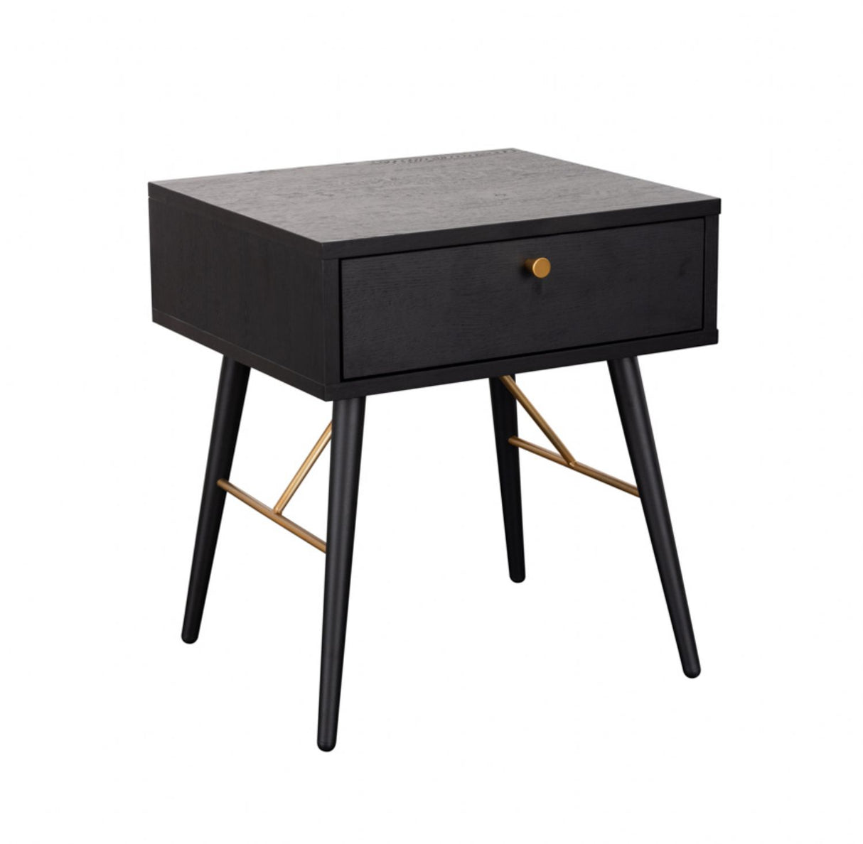 Black and Copper 1 Drawer Bedside Table Metal Legs