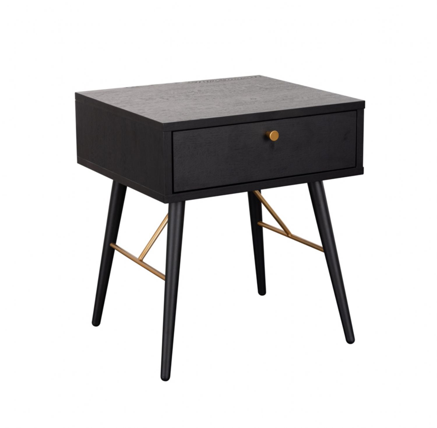 Black and Copper 1 Drawer Bedside Table Metal Legs