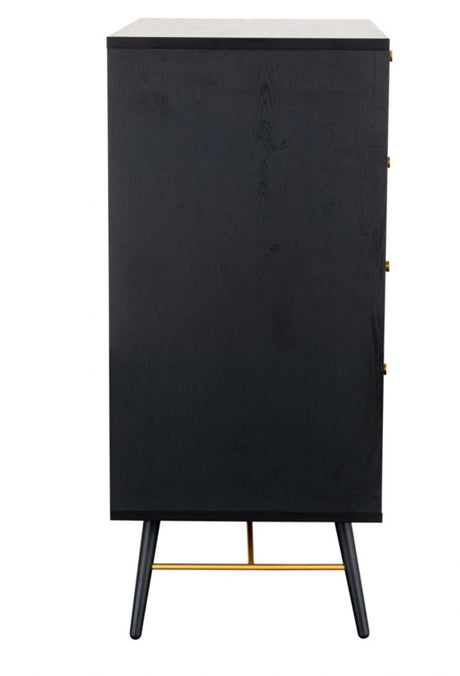 Black Oak Chest of 4 Drawers with Copper Metal Accents