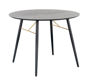 Black Oak Melamine Top 100cm Dining Table Metal Base