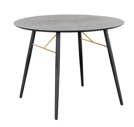 Black Oak Melamine Top 100cm Dining Table Metal Base