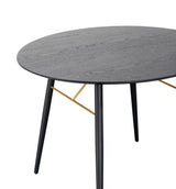 Black Oak Melamine Top 100cm Dining Table Metal Base