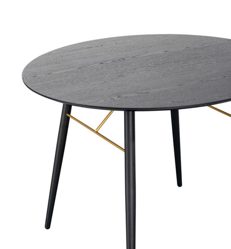 Black Oak Melamine Top 100cm Dining Table Metal Base
