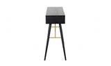 Black Oak Melamine 2 Shelves Console Hall Table with Metal Legs