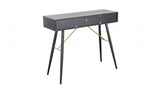 Black Oak Melamine 2 Shelves Console Hall Table with Metal Legs