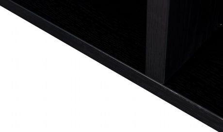 Black Oak Melamine 2 Shelves Console Hall Table with Metal Legs