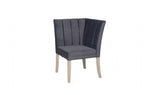 Grey Velvet Fabric Corner Section Bench Oak Legs