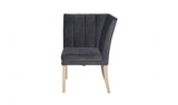 Grey Velvet Fabric Corner Section Bench Oak Legs