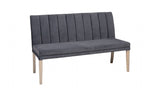 Modern Dark Grey Velvet Upholstered Long Bench with Solid Washed Oak Legs