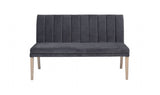 Dark Grey Velvet Upholstered Long Bench with Solid Oak Legs