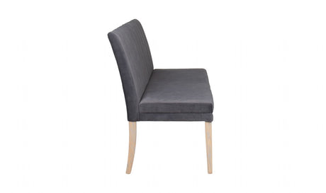 Dark Grey Velvet Upholstered Long Bench with Solid Oak Legs