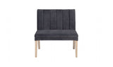 Grey Velvet Fabric Short Living Room Bench Oak Legs