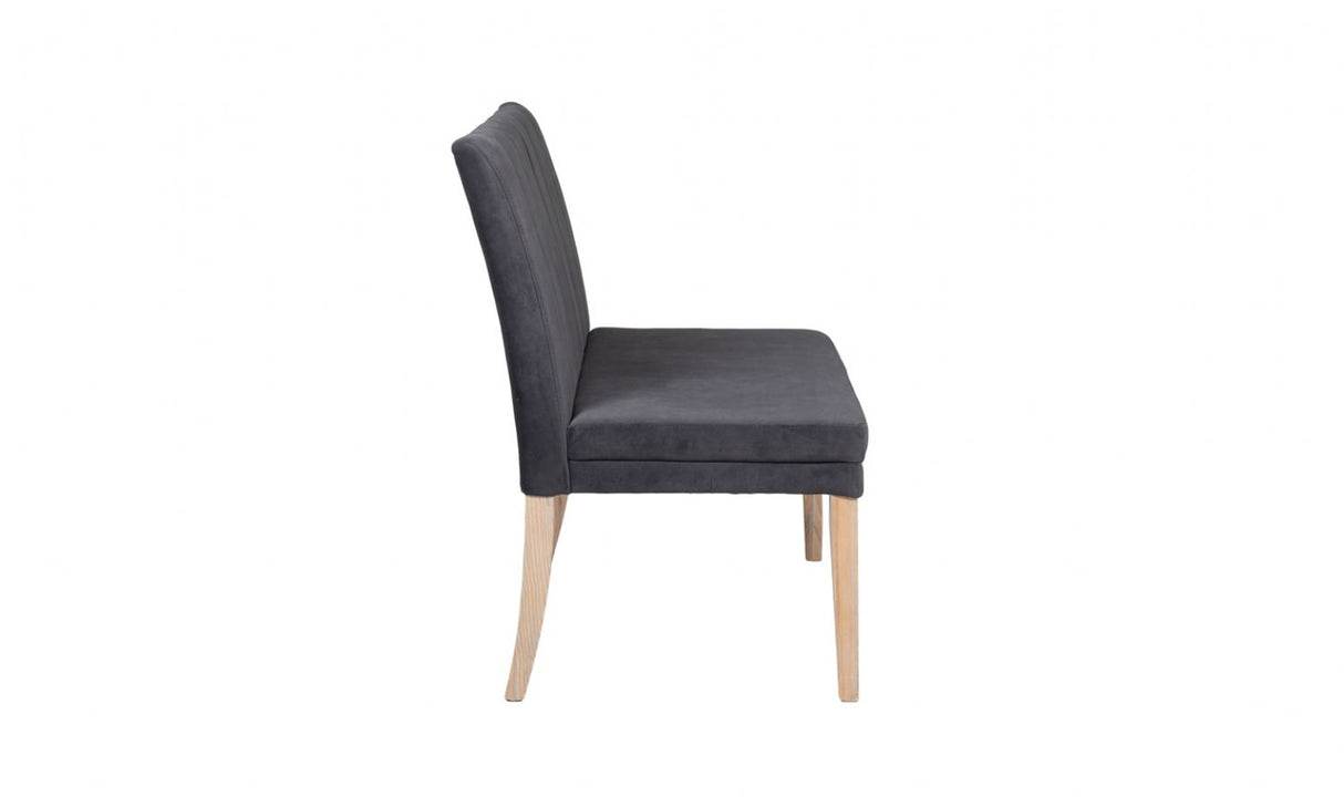 Grey Velvet Fabric Short Living Room Bench Oak Legs
