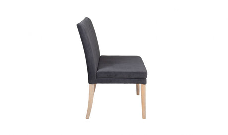 Grey Velvet Fabric Short Living Room Bench Oak Legs