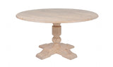 Natural Rustic Washed Oak Finish Round Dining Table with Pedestal Base