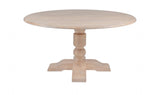 Natural Rustic Washed Oak Finish Round Dining Table with Pedestal Base