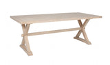 Rustic Natural Washed Oak Finish 210cm Rectangular Dining Table with Cross Legs