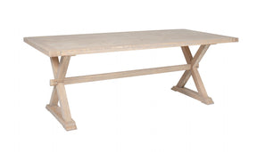 Rustic Natural Washed Oak Finish 210cm Rectangular Dining Table with Cross Legs