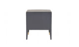 Brown Ribbed Wooden 2 Drawer Bedside Table with Gold Detailing