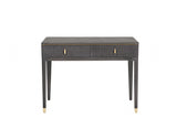 Brown Ribbed Wooden 2 Drawer Dressing Table with Gold Detailing