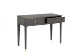 Brown Ribbed Wooden 2 Drawer Dressing Table with Gold Detailing