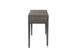Brown Ribbed Wooden 2 Drawer Dressing Table with Gold Detailing