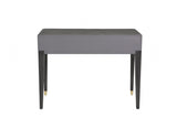 Brown Ribbed Wooden 2 Drawer Dressing Table with Gold Detailing
