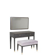 Brown Ribbed Wooden 2 Drawer Dressing Table with Gold Detailing