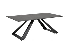 Black Ceramic Glass Coffee Table Metal Base