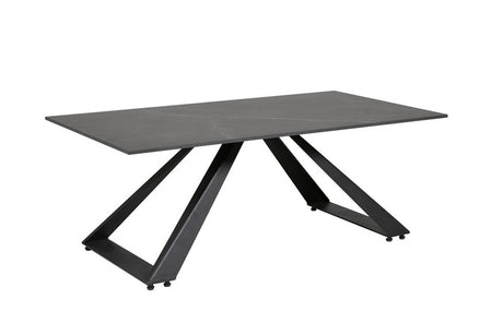 Black Ceramic Glass Coffee Table Metal Base