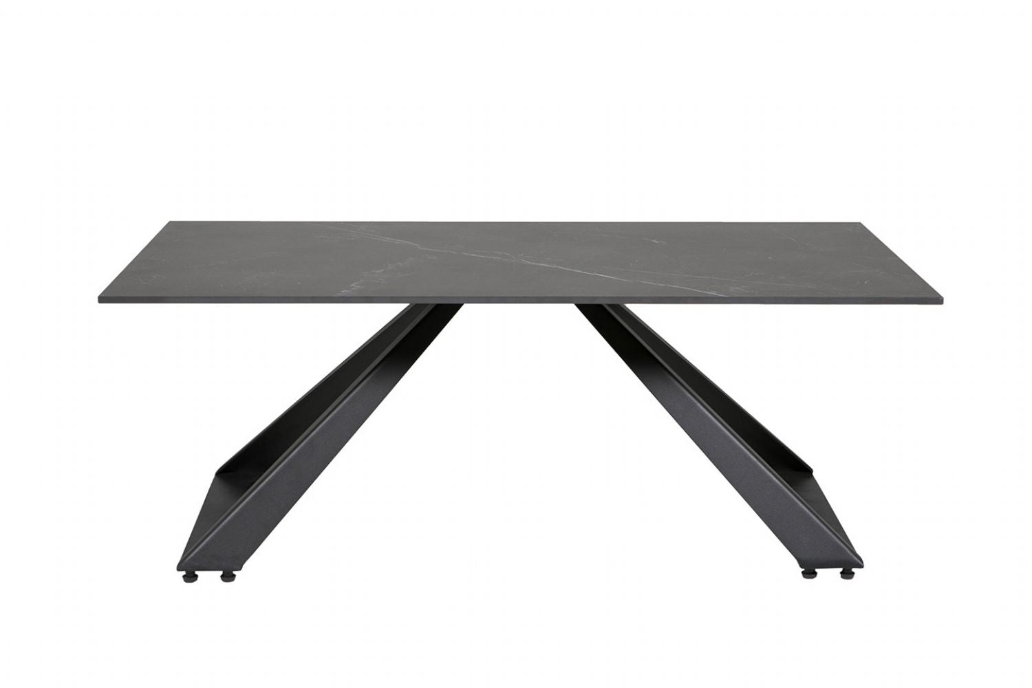 Black Ceramic Glass Coffee Table Metal Base