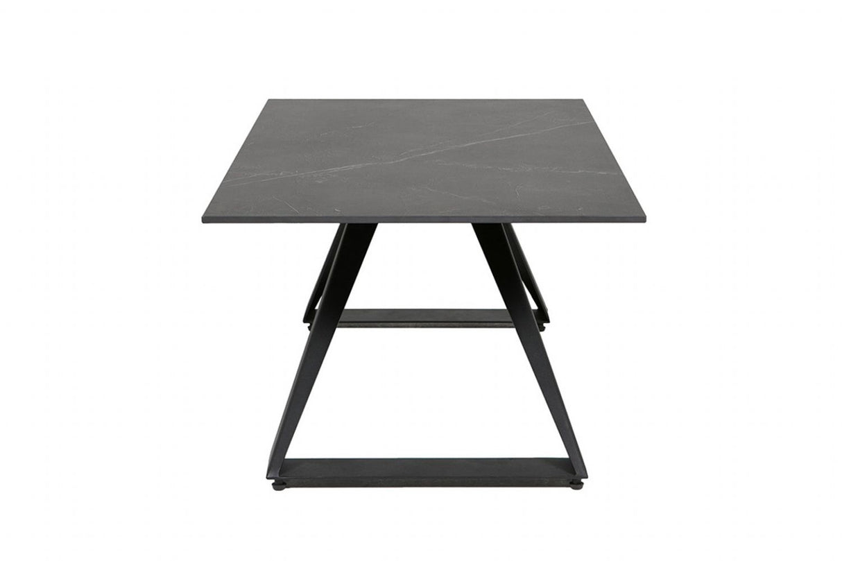 Black Ceramic Glass Coffee Table Metal Base