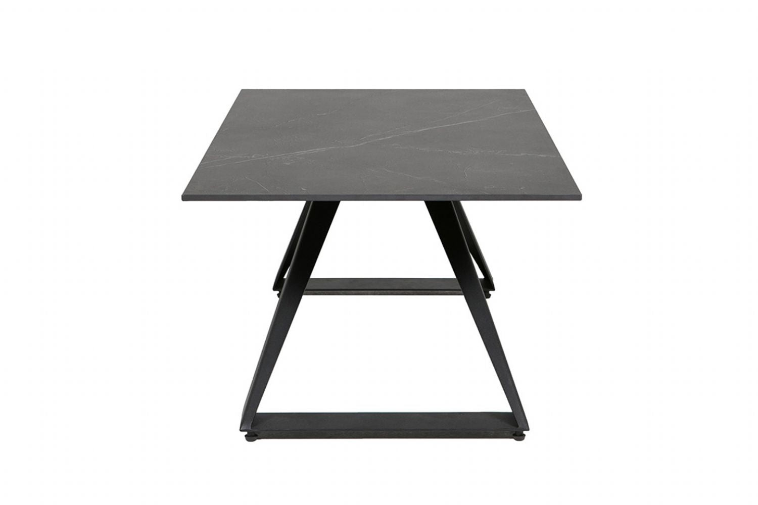 Black Ceramic Glass Coffee Table Metal Base