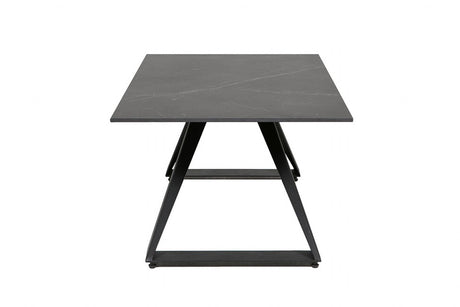 Black Ceramic Glass Coffee Table Metal Base