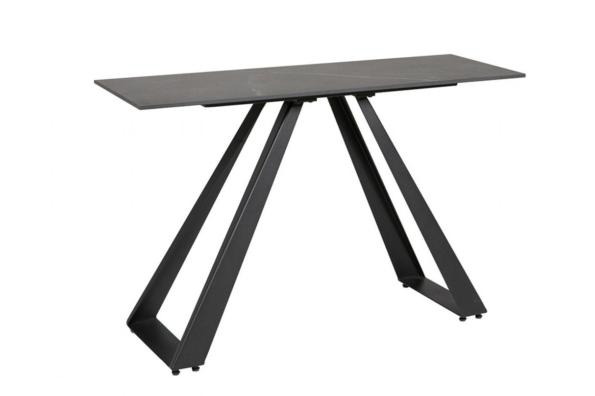 Modern Ceramic Glass Console Table Black Metal Base