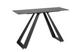 Modern Ceramic Glass Console Table Black Metal Base