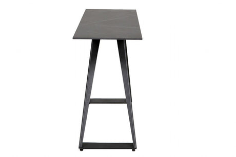 Modern Ceramic Glass Console Table Black Metal Base