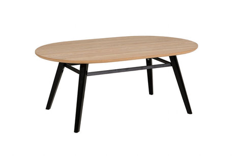 Coffee Table Oval 1000 Oak Top Black Leg