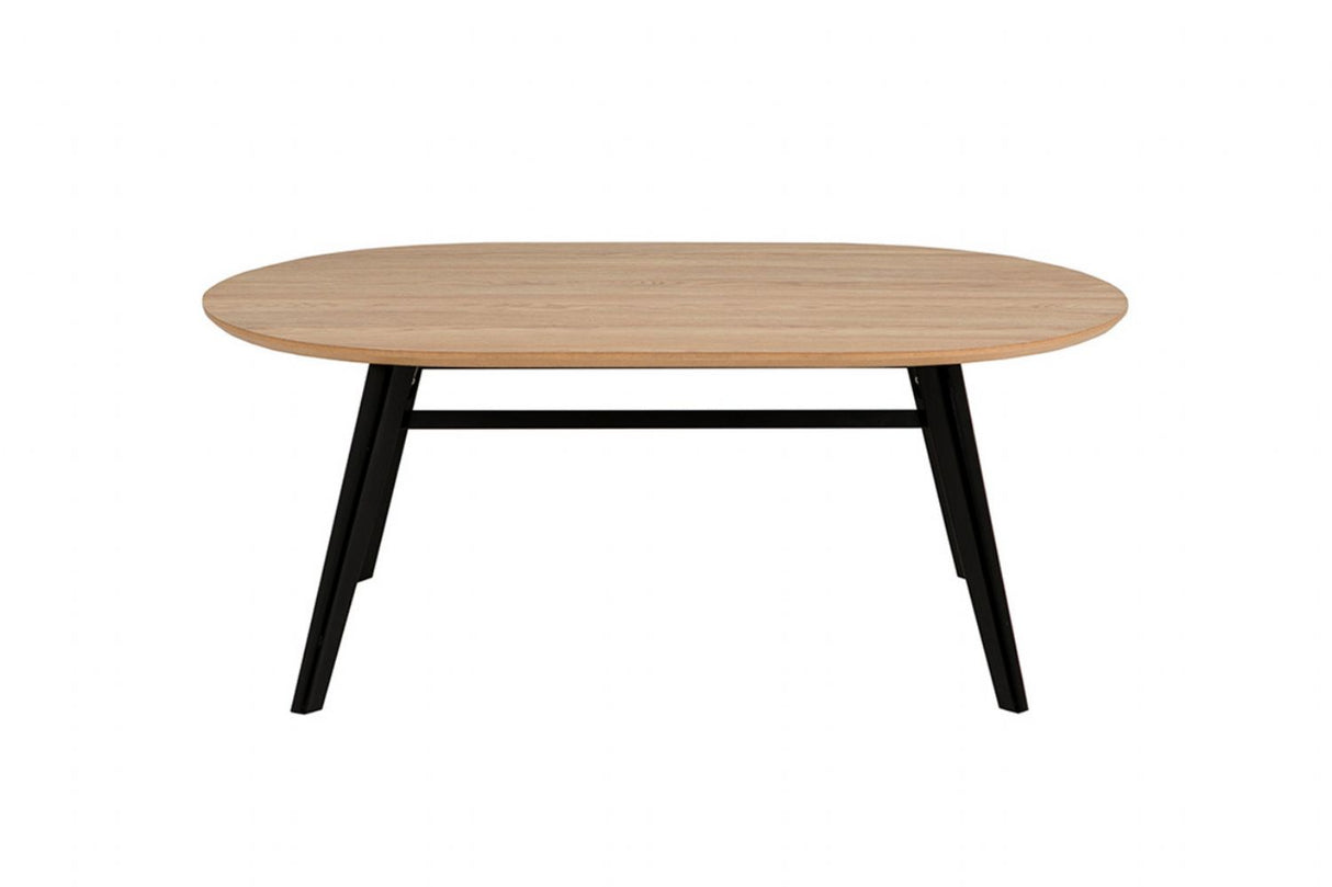 Coffee Table Oval 1000 Oak Top Black Leg