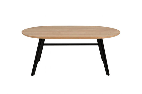 Coffee Table Oval 1000 Oak Top Black Leg