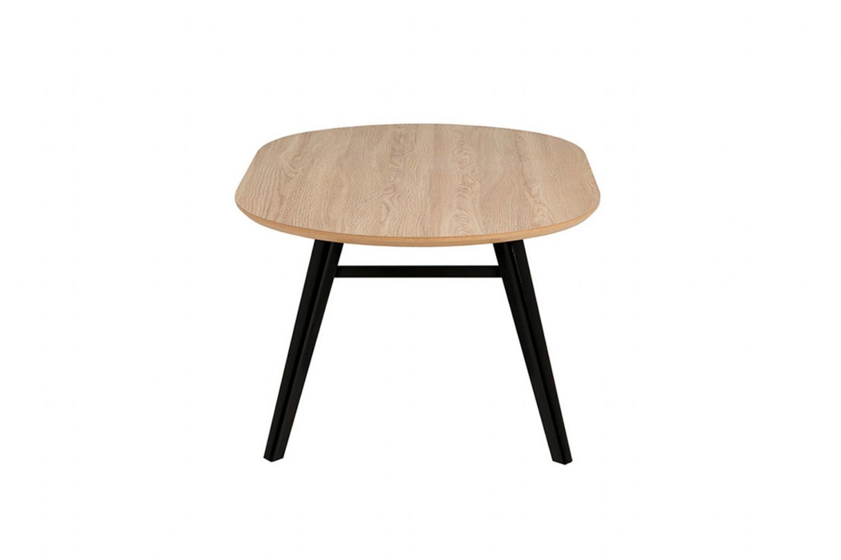 Coffee Table Oval 1000 Oak Top Black Leg