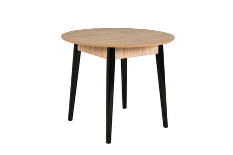 Dining Table Round 900 Oak Top Black Leg