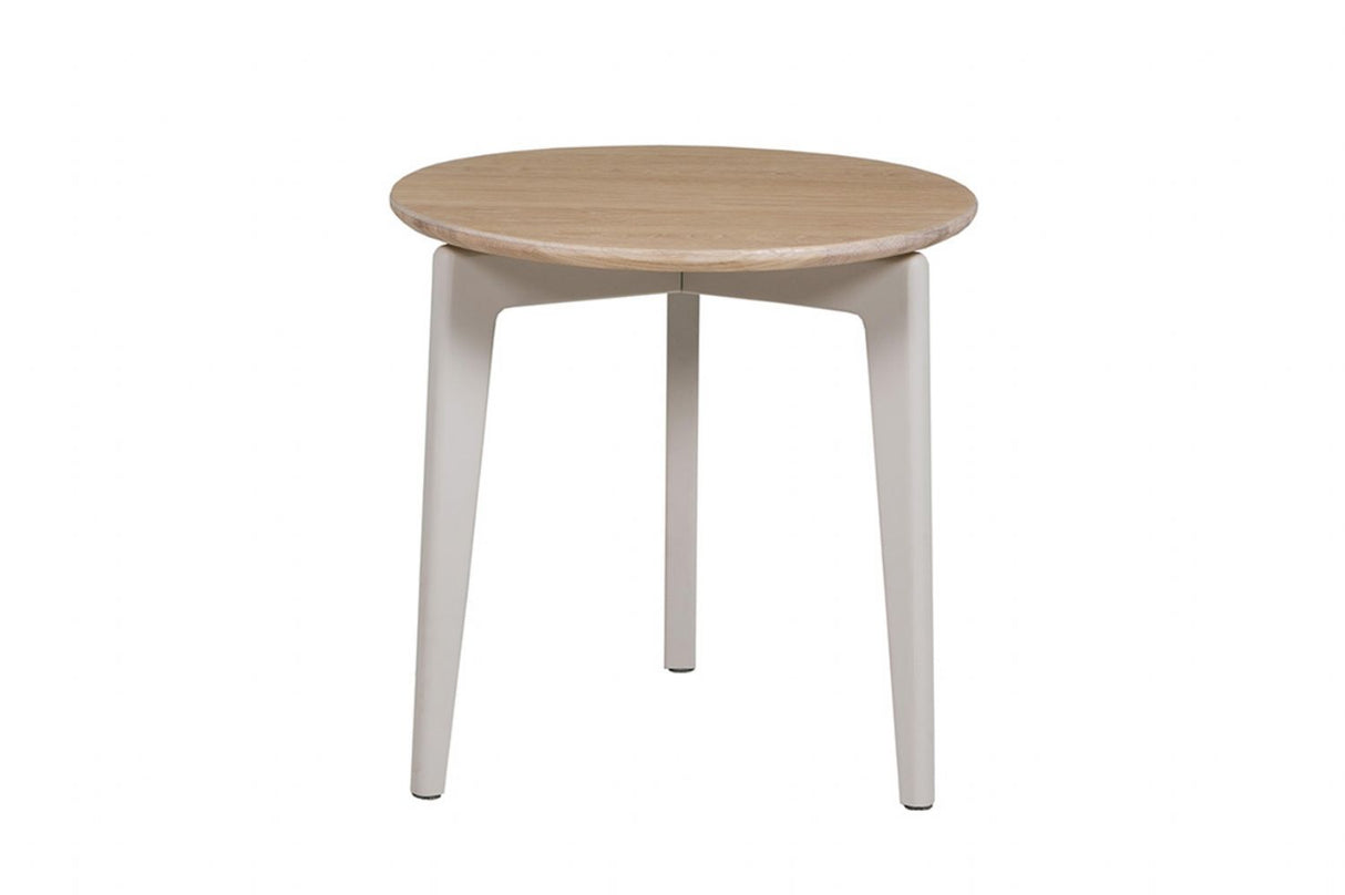 Scandi Taupe Base Round Lamp Table Oak Top